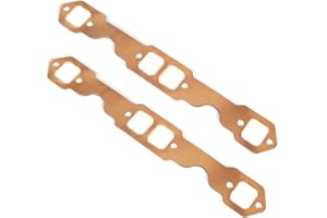 Atesilor SBC Header Gaskets, Reusable Copper Square Port Exhaust Gaskets Compatible with Small Block Chevy 305 327 350 383, Fits Block Hugger Headers, 2-Pack