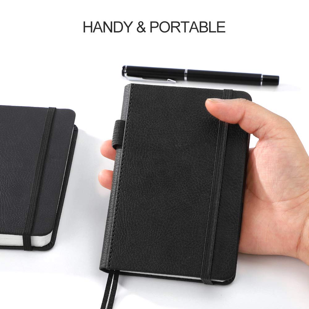 RETTACY Pocket Notebook with Pen Holder 3.5" x 5.5" Mini Hardcover
