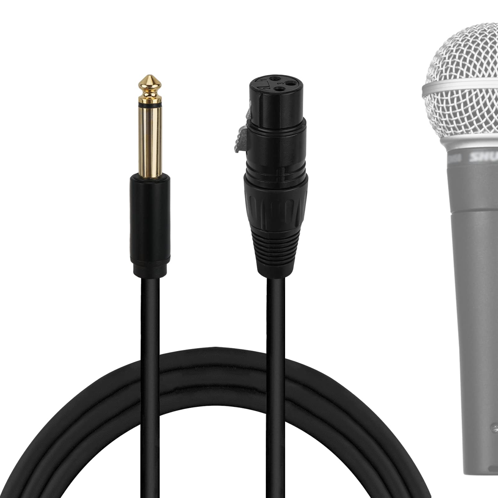 GEEKRIA for Creators 6.35 mm (1/4 Inch) to XLR Female Microphone Cable 6.6 ft / 200 CM, Compatible with Shure SM57, SM48, SM7B, MV7, PGA48, PGA58, BETA 58A Balanced Mic Cord (Black)