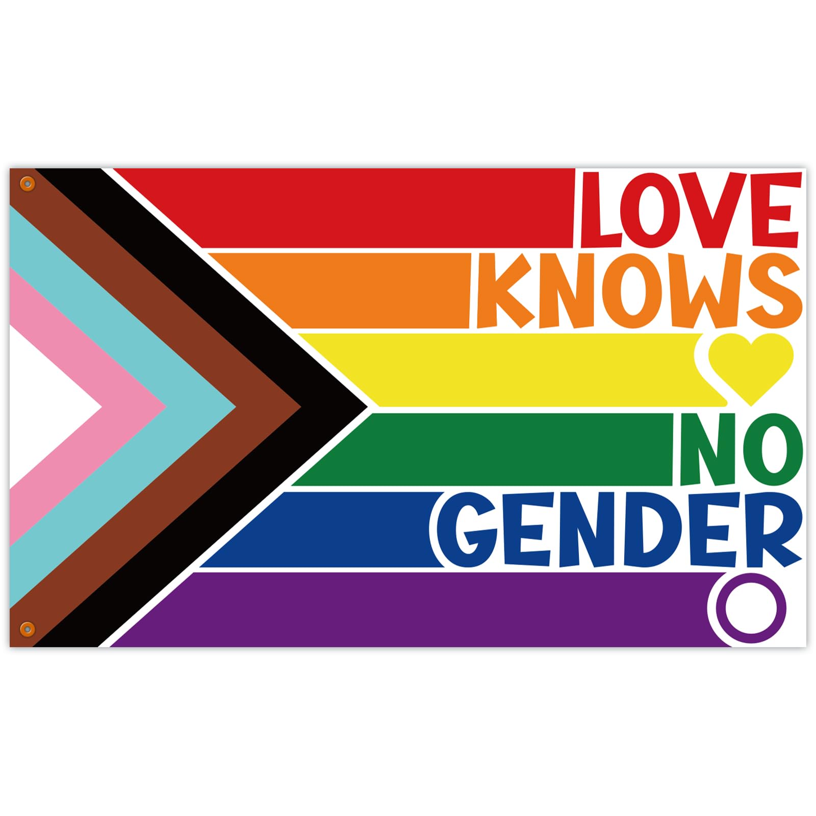 Rainbow Pride Flag, 4.92 x 2.95 ft LGBT Banner Gay Flag Outdoor Waterproof Progress Pride Flag Large Polyester Pride Day Decorations Lesbian Party Flags for Pride Month Parade Event