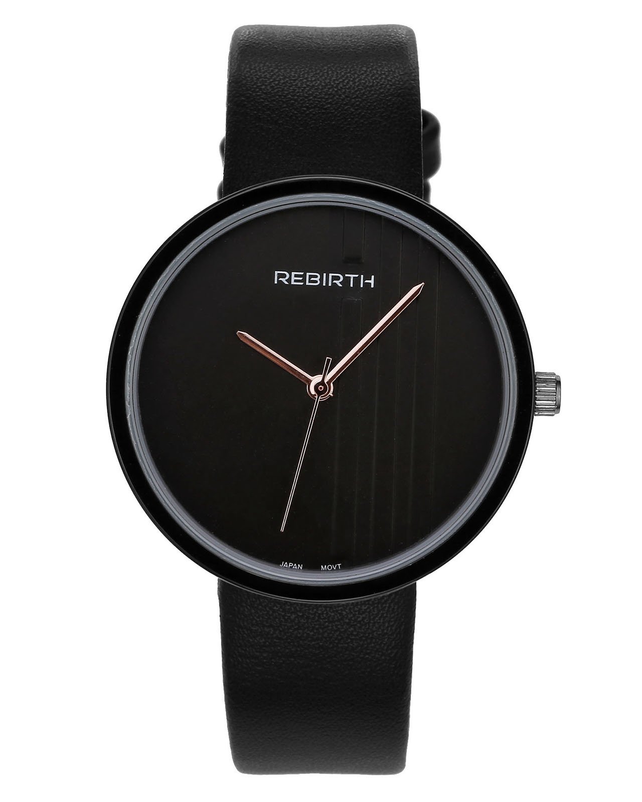 JSDDE Armbanduhr Set,Japanische Uhrwerk Lederband Schwarz Uhr+Armband Unisex 8MM Matte Schwarz Achat Magnet Stein Armreif