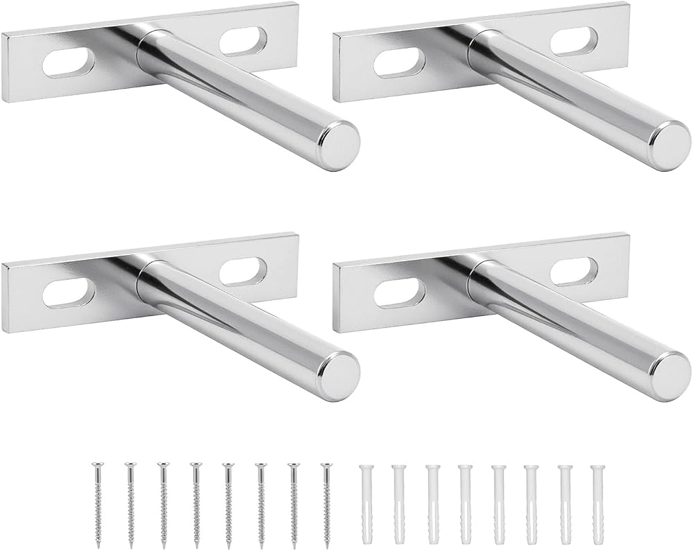 QWORK 4 Pcs Floating Shelf Brackets 3 Inch 75mm Heavy Duty Hidden Mounting