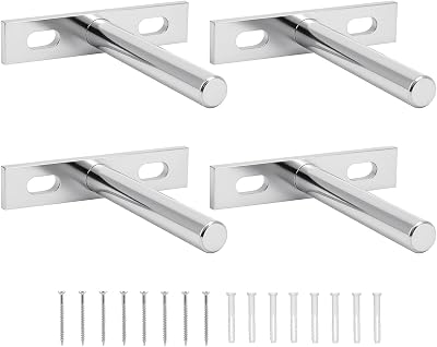 QWORK 4 Pcs Floating Shelf Brackets 3 Inch 75mm Heavy Duty Hidden Mounting