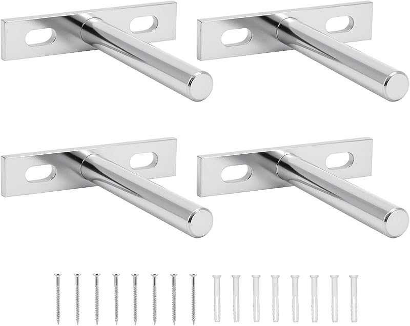 QWORK 4 Pcs Floating Shelf Brackets 3 Inch 75mm Heavy Duty Hidden Mounting