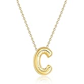 Lcherry Birthday Letter Necklace Bubble Gold-Plated Initial Necklaces for Women Balloon Charm Necklace Birthday Gifts for Women