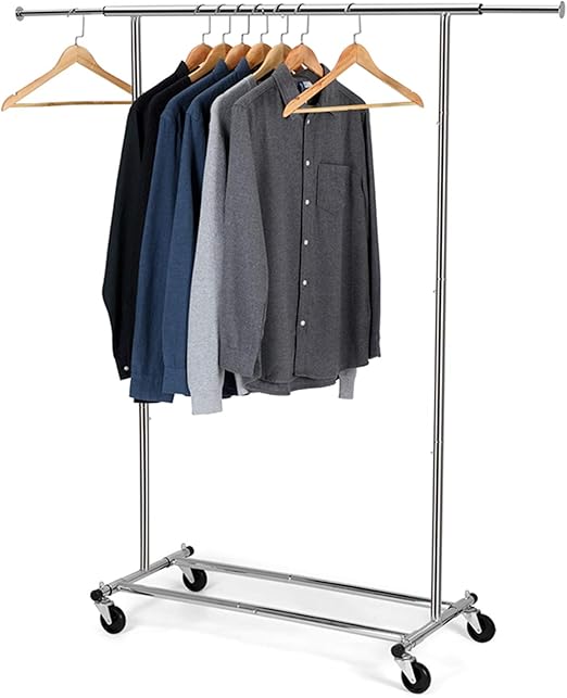 Bextsware Clothes Garment Rack, Commercial Grade Clothes Rolling Heavy Duty Storage Organizer on Wheels with Adjustable Clothing Rack, Holds up to 200 ...