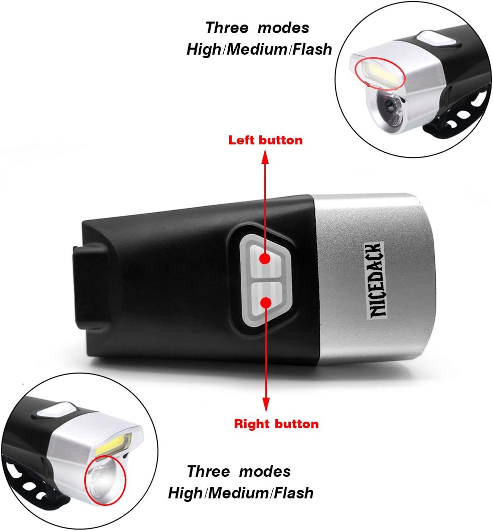 Nero doppio set di Luci per bicicletta luce anteriore e ...