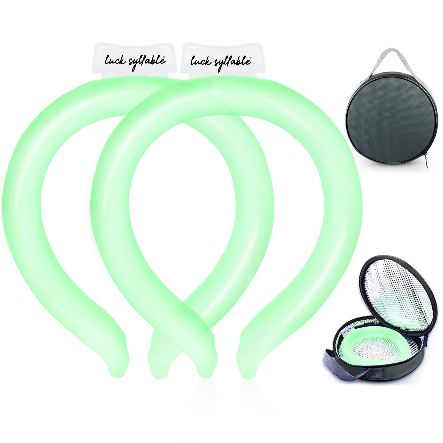 Photo 1 of 2PCS Neck CoolingTube with Insulated Bag, Reusable Ice Coolers Wearable Body CoolingProducts, Neck Coolers for HotWeather (Green*2)