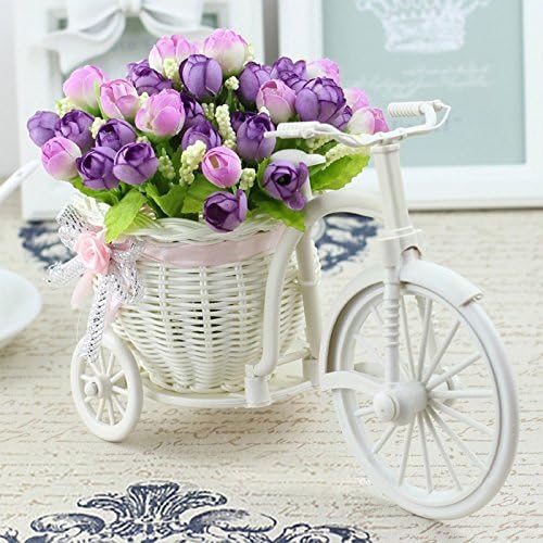iDONO Vase Flowers Artificial Silk Flower Basket Set for Home office Decoration home flowers decoration for wedding Color:Purple