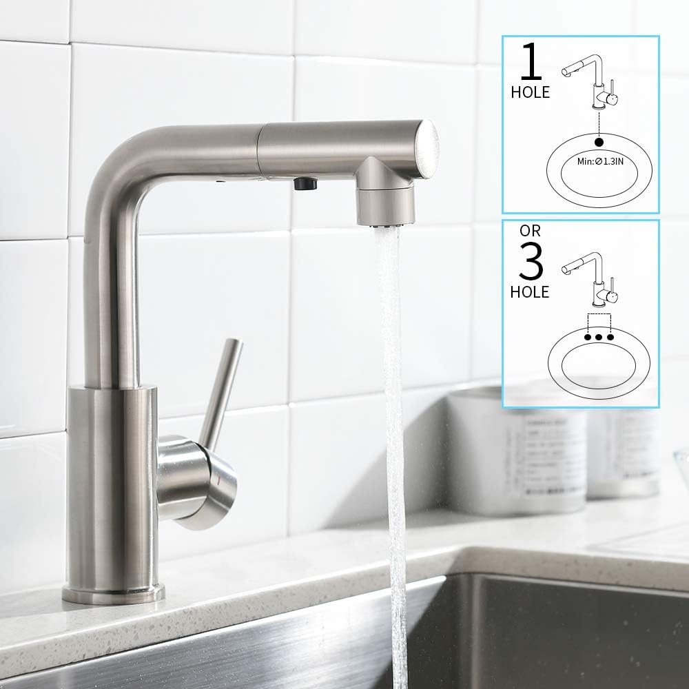 Bar & Prep Sink Faucet with Magnetic Docking Sprayer, Pull Out Bathroom Faucet in Brush Nickel, Wet & Mini Bar Faucet - - 