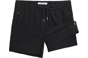 maamgic Mens Swim Trunks with Compression Liner 5" Stretch Beach Shorts Quick Dry with Zipper Pockets No-Chafing Board Shorts
