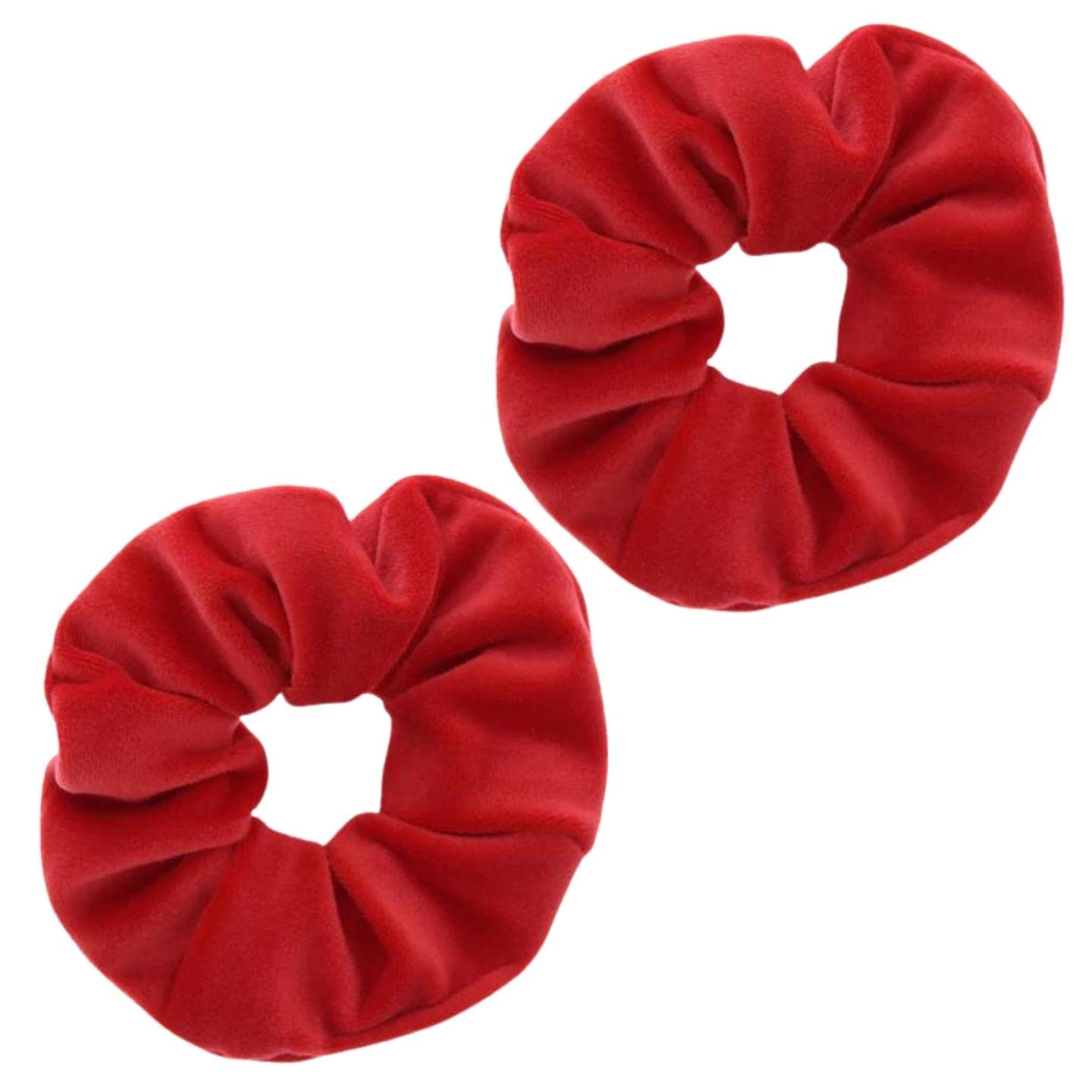 Topkids Accessories - Luxury Velvet Scrunchie Scrunchies Elastic Hair Band Ponytail Holders Hair Scrunchie Hair Bobbles Hair Accessories for Women, Ladies, Girls - Pack of 2 (Bright Red)