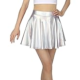 HDE Girl's Metallic Skater Skort Dance Athletic Shiny Holographic Scooter Skirt