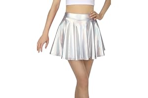 HDE Girl's Metallic Skater Skort Dance Athletic Shiny Holographic Scooter Skirt