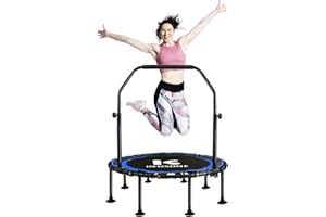 K KENSONE 40/48" Foldable Rebounder Trampoline for Adults with Bungee, 450/550 LBS Quiet Indoor Mini Trampoline for Adults Fitness, Gym Workout, Home Exercise