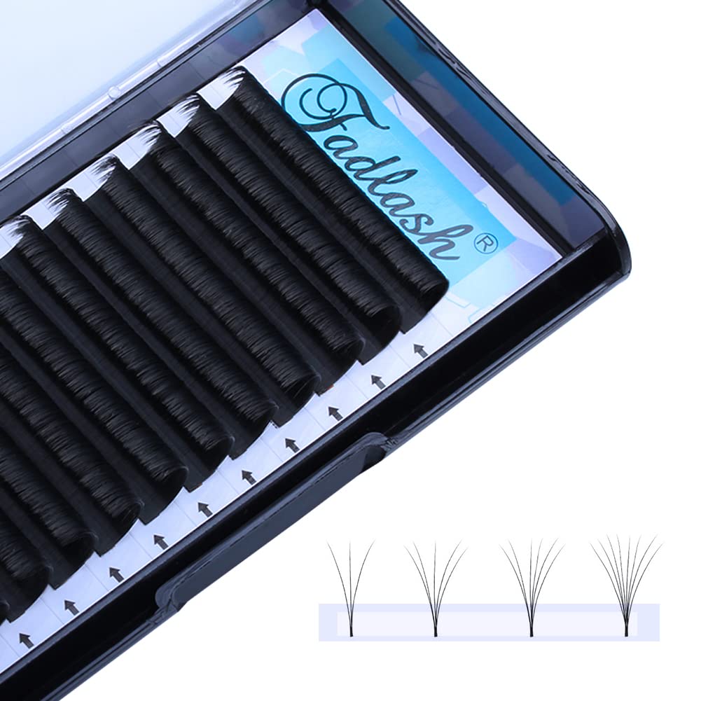 Fadlash Easy Fan 0.07 DD Curl 9-16mm Mixed Tray Volume Lashes Withstand 90℃ Easy Fan Russian Lashes 3D-20D Pre Made fans Volume Eyelash Extensions(0.07-dd-mix(9-16))