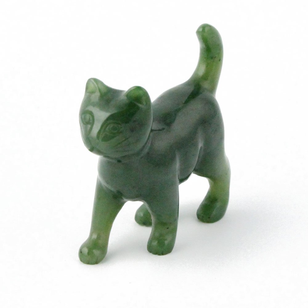 Nephrite Jade Cat Walking Carving - 2 Inch
