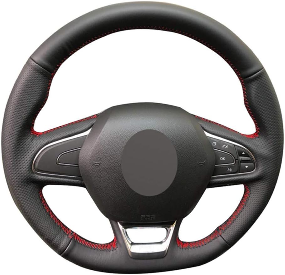 ZHHRHC Car-Styling Hand-Sewn Leather Car Steering Wheel Cover,for Renault Kadjar Koleos Megane Talisman Scenic Espace 2015-2018