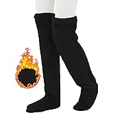 HYTENSUN Women's Fuzzy Thigh high Socks Over Knee High Plush Slipper Winter Indoor Sleeping Fluffy Long Leg Warmers