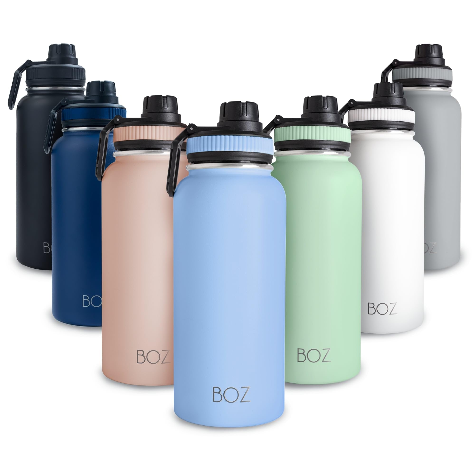 BOZ Stainless Steel Insulated 1L Wide Mouth BPA Free Vacuum Double Wall Light Blue Water Bottle — image 1