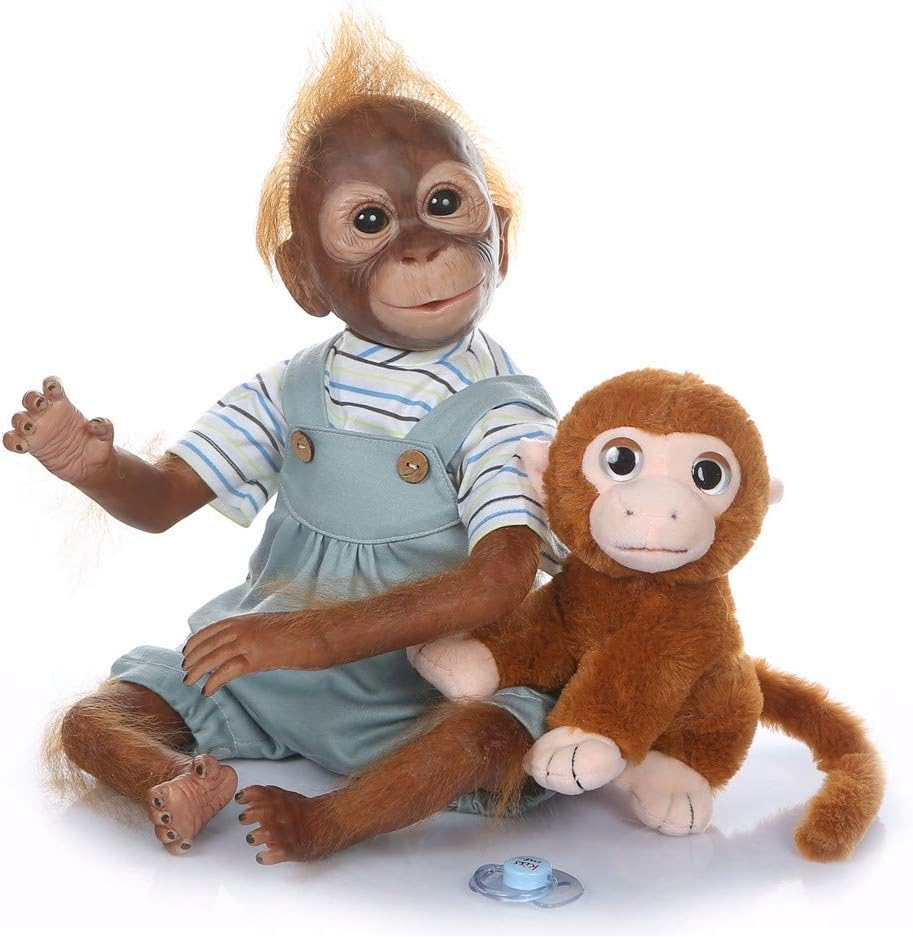 Prezzo New Creative Monkey Silicone Baby Doll 52cm 20 Pollici, Magnet Ciuccio 100% Non tossici Neonati rinati Scimmia realistica,Blu Offerte