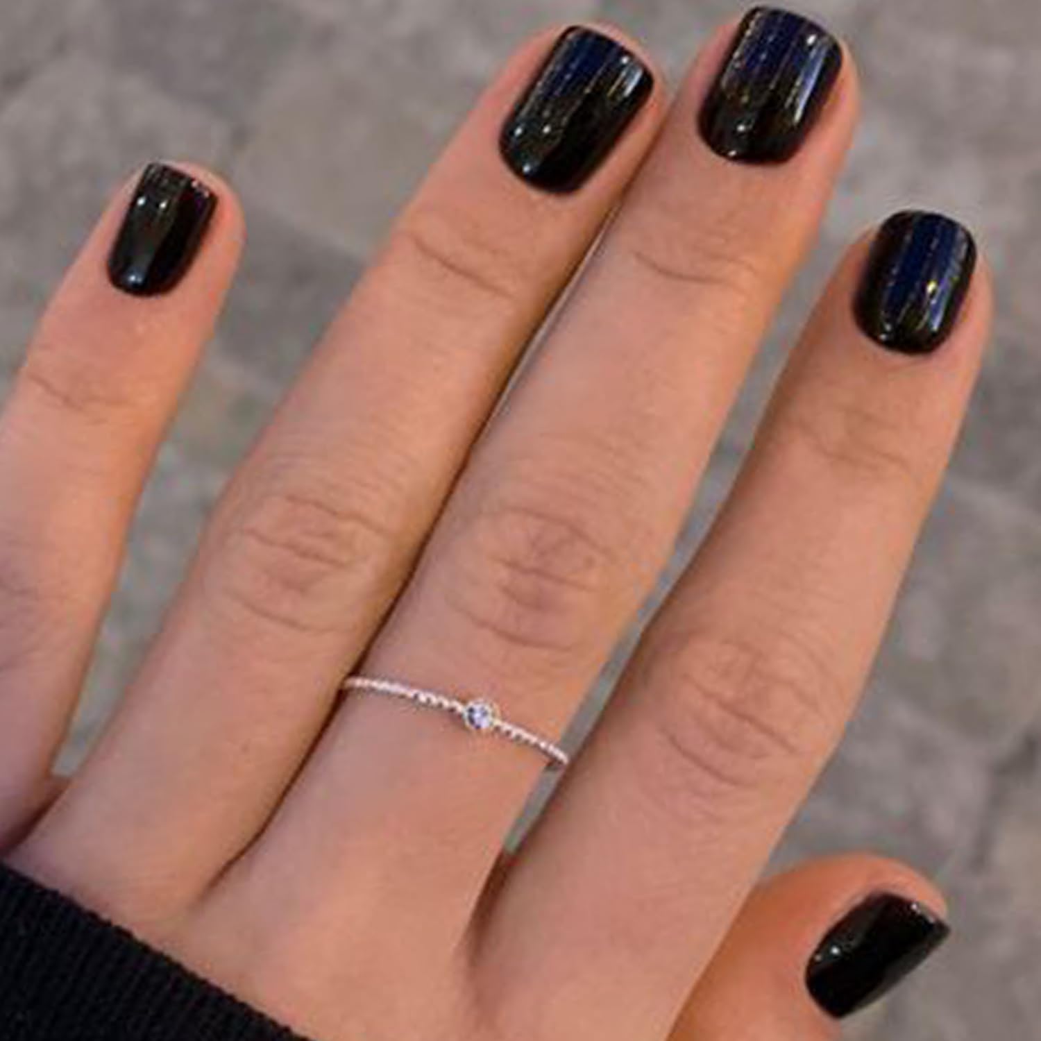 GLAMERMAID Extra Short Press on Nails, Pure Black Fake Nails Short Squoval, Natural Round Square Glue on Nails Glossy Gel, Acrylic Dark False Nail Kits for Women, Reusable Stick on Full Cover Nails - Image 3