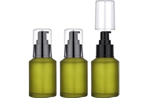 Segbeauty 2oz Frosted Glass Travel Lotion Container Refillable, 3pcs Small Travel Containers for Creams, 60ml Mini Empty Loti