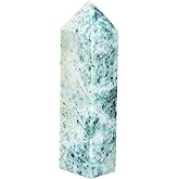 JIC Gem Natural Large Phoenix Pine Obelisk Quartz Crystal Wand Tower Point Chrysocolla Crystal Healing Wand Reiki Decor 1.8-2.2 Lbs