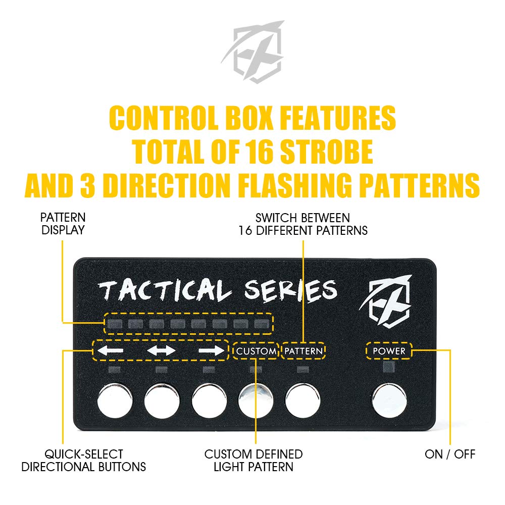 Xprite 24 LED Surface Mount Strobe Lights Kit with Control Panel, Grill Grille Flashing Emergency Warning Police Side Marker Light for Trucks Vehicles ATV RV Cars Van Red Blue, 8PCS