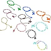 JinYu 10 pcs Handmade Rosary Cross Bracelets, Pulseras Decenarios 10 Colors