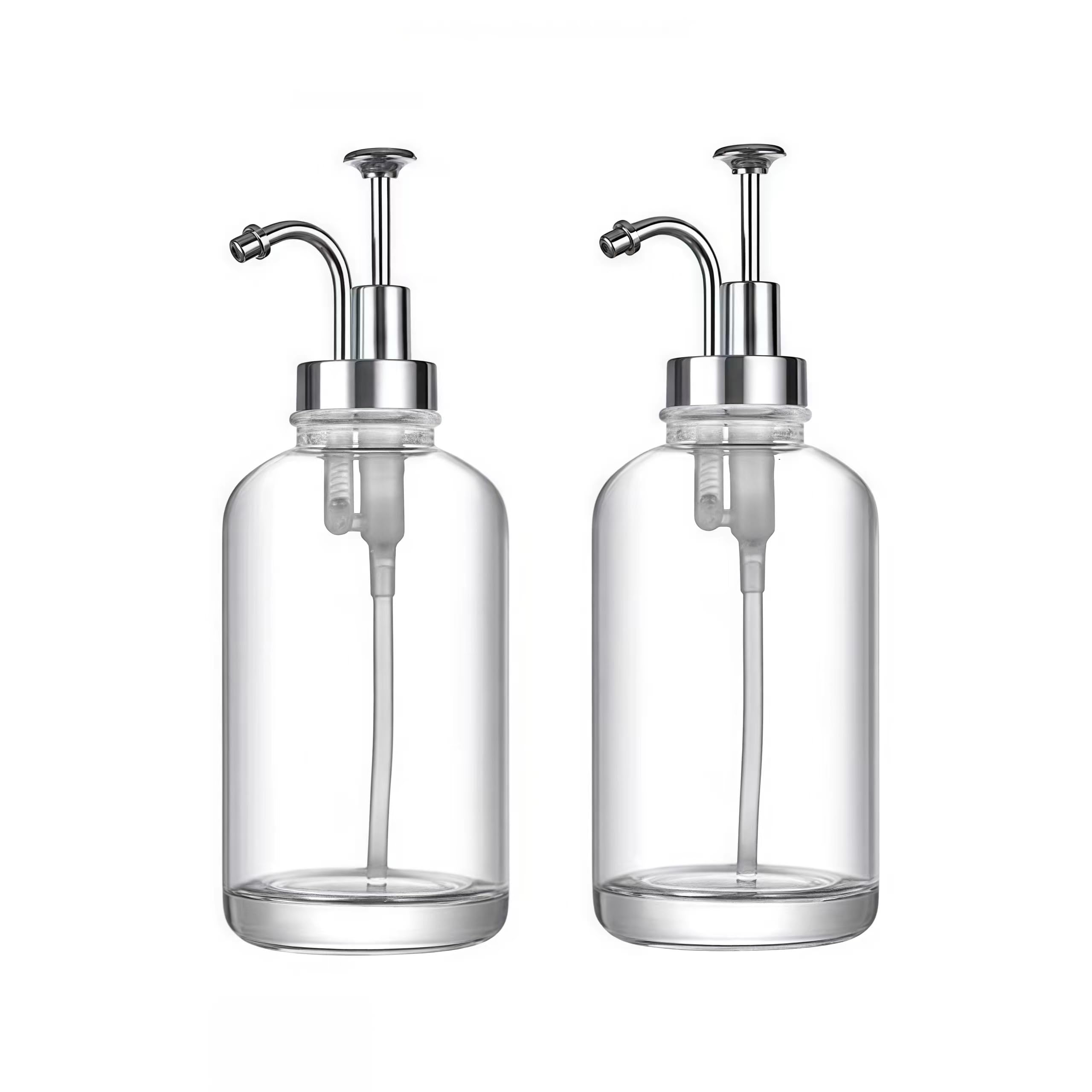 2 Pack Coffee Syrup Pump Coffee Station Coffee Syrup Dispenser Glass Honey Pot Honey Jar Shampoo and Conditioner Dispenser (Silver)