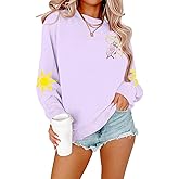 Magical Sweatshirts for Women Embroidered Princess Long Sleeve Shirt Vacation Crew Neck Pullover Tops