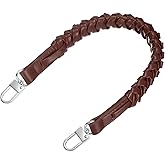 uxcell Braided Purse Strap, 1Pc 44.7cm/17.6" Brown PU Leather Replacement Handle, Short Handbag Strap Top Braided Handle with Silver Buckles for Underarm Bags, Handbags, Bucket Bags