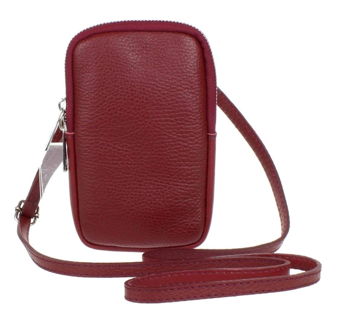 Girly Handbags Womens Genuine Leather Crossbody Phone Bag Mini Purse Small Dark Red