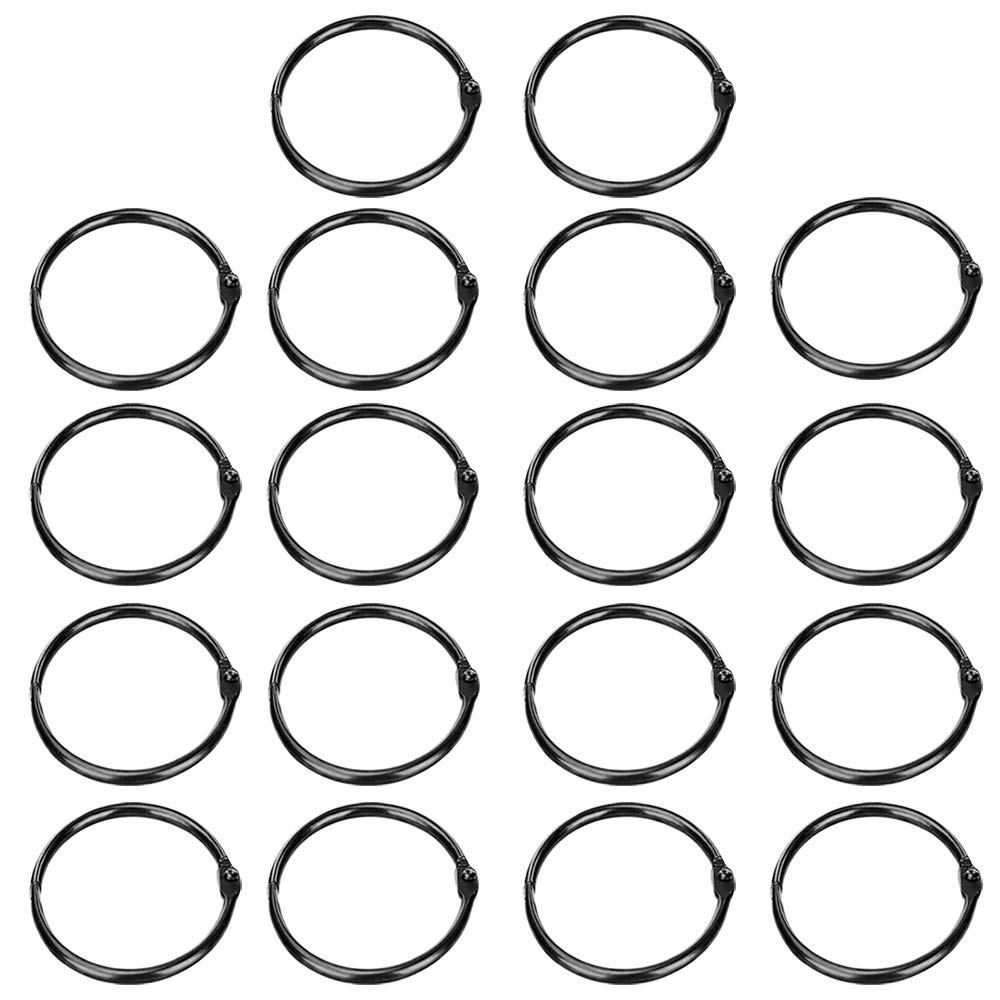 2 Inch Black Loose Leaf Binder Rings，Nickel Plated Steel Metal Book Rings,for School, Home, Or Office（18 Pack）