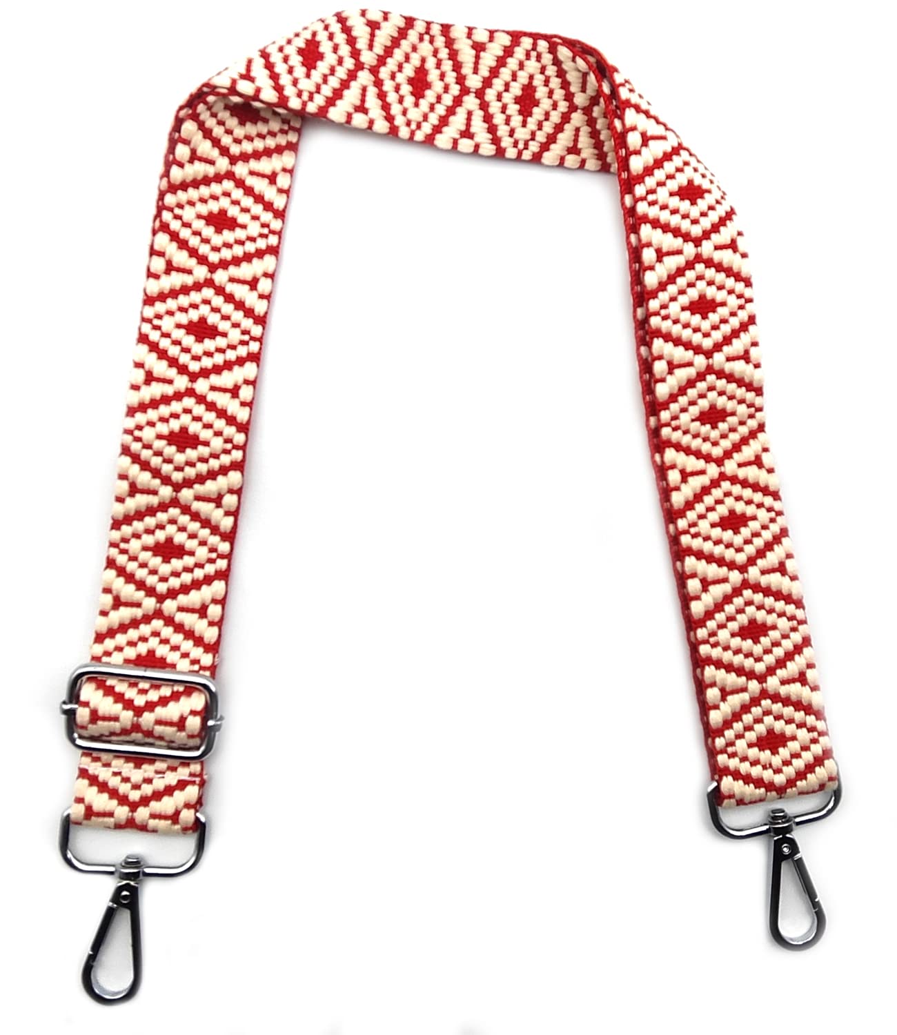 Bag Straps for Changeing, Adjustable Shoulder Strap for Handbags with Silver Carabiner Red Bag Strap Width 3.8 cm, Fabric Shoulder Strap for Bags, Shoulder Strap for Women Handbags DIY, #9