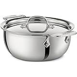 All-Clad 421349 Stainless Steel Tri-Ply Bonded Dishwasher Safe Cassoulet with Lid / Cookware, 3-Quart, Silver