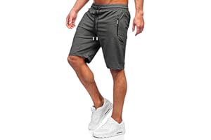 PIDOGYM Men's Shorts Casual Classic Fit Drawstring Summer Beach Shorts with Elastic Waist and Zipper Pockets