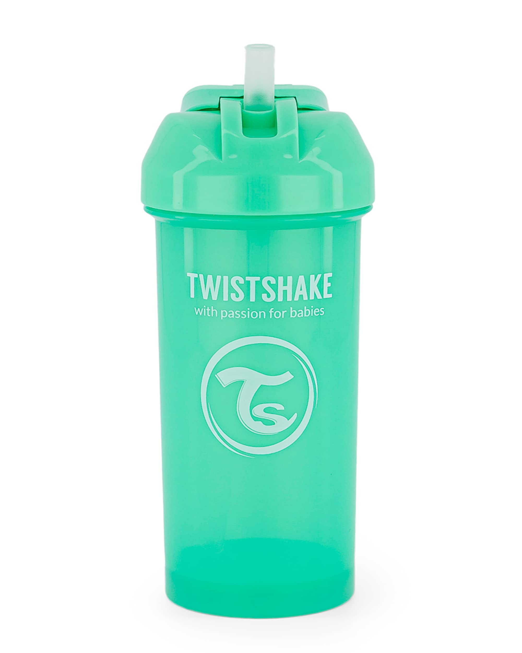 Twistshake Spill Free Straw Cup 360 ml, Leak Proof Training Sippy Cups for Toddlers and Babies, Drinking Water Bottles Trainer Cup, 6+ Months, BPA Free, Pastel Green