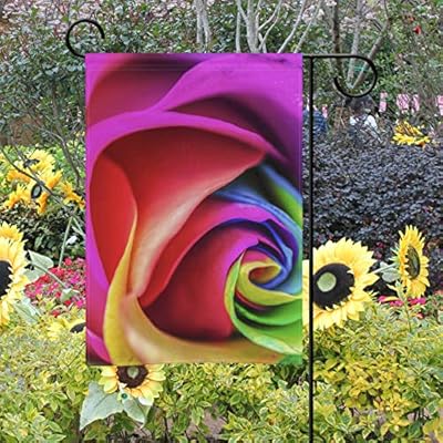 Amazon Com Xianghefu Garden Flag Abstract Rainbow Rose Colorful