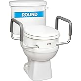 Carex 3.5 Inch Raised Toilet Seat with Arms - For Round Toilets - Elevated Toilet Riser with Removable Padded Handles, Easy O