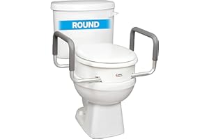 Carex 3.5 Inch Raised Toilet Seat with Arms - For Round Toilets - Elevated Toilet Riser with Removable Padded Handles, Easy O