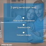 PRO ELEC PELB1912 2 Gang Extension Lead 1m White view 7