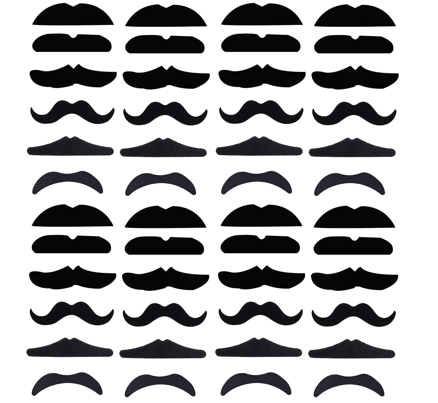 LilaLemon 24Pcs Fake Moustache Fancy Dress,Stick On Mexican False Moustaches,Black Beards and Eyebrows for Adults Kids,Sideburns Goatee CowboyCos Set