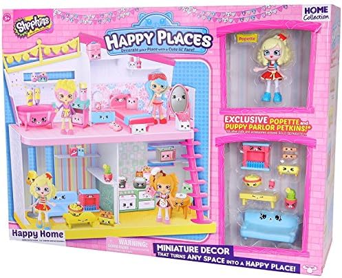 Shopkins_TM Happy Places House Playset, Miniature Decor, Exclusive Popette and Puppy Parlor Petkins!!
