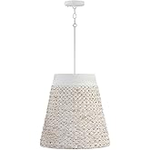 Capital Lighting 343941HW Tallulah Handcrafted Mango Wood and Water Hyacinth Bell Pendant Ceiling Light Fixture, 4-Light 240 