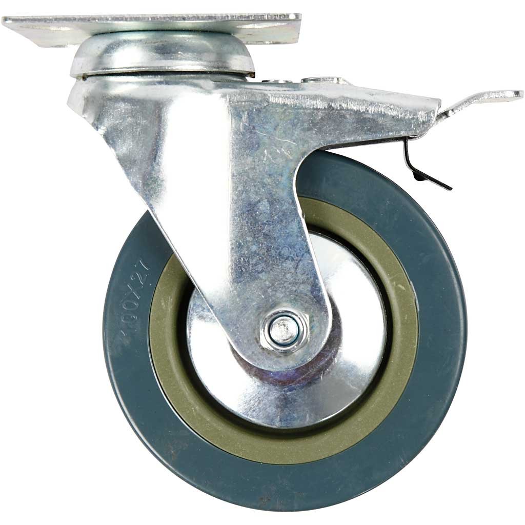 Casters, H: 13 mm, D: 100 mm, 4pcs