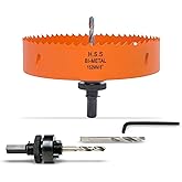 VIKITON 6 inch Hole Saw for Wood, Metal, Plastic &amp; Drywall, with Arbor | 152mm Bi-Metal Hole Saw Cutter, Fast Chip Removal, Smooth Clean Cuts, Heavy-Duty yet Lightweight &amp; Handy