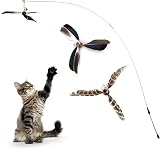 Cobee Cat Wand Toys Interactive Feather Propeller Wand 90cm with 2 Refills