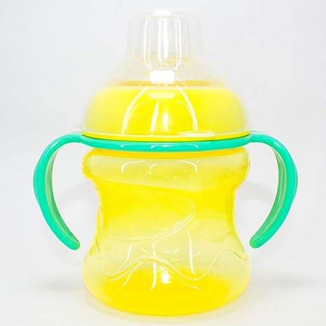 Honey Boo Leak Proof Duck Billed Baby/Infants/Kids Transparent Silicone Spout Water Juice Sipper Training Cup with Handles - C2 - Portafino Yellow - 200ML